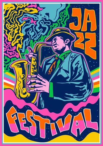 Psychedelic Concert Poster Jazz Music vector