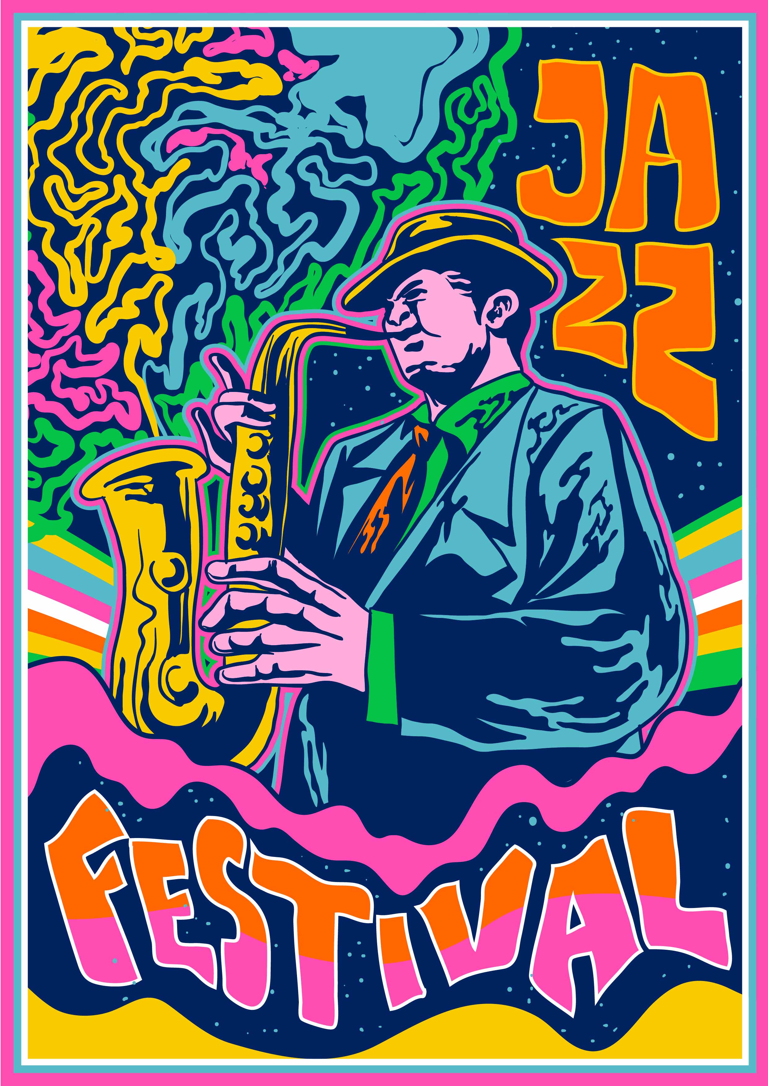 Affiche de concert psychédélique Jazz Music Téléchargez de l