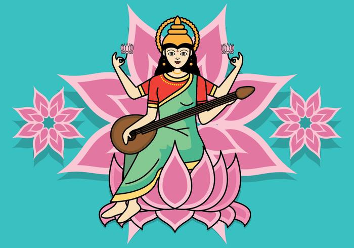 Saraswathi Vector Illustration