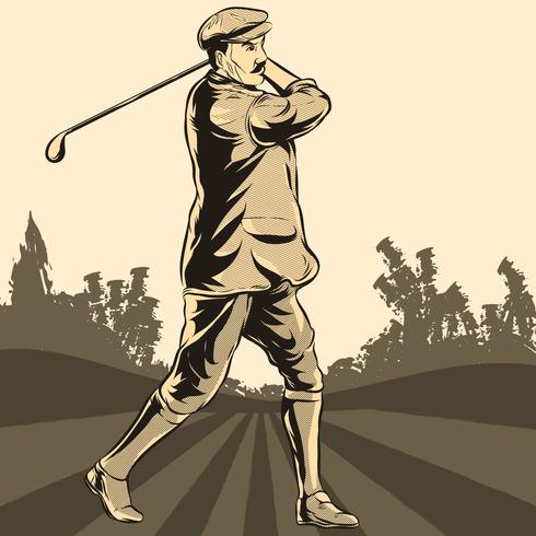 Ilustración de jugador de golf en acción vector