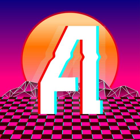 Letter A Typography Vaporwave Vector