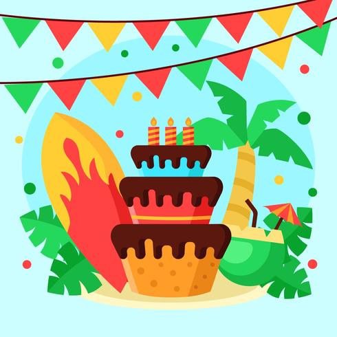 Vector de fiesta de cumpleaños de Polinesia