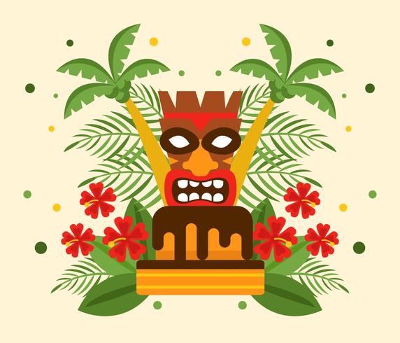 Cumpleaños de Polinesia con Tiki Vector