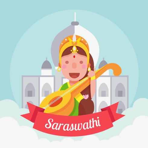 Saraswathi Vector Illustration