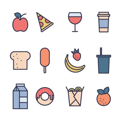 Iconos de comida lindo vector