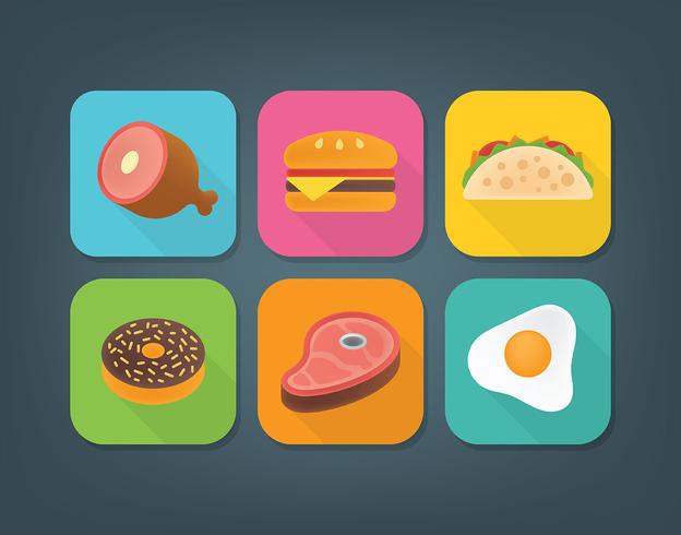 Conjunto de iconos de aplicaciones de alimentos vector