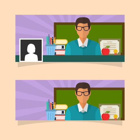 Flat Teacher Facebook Cover Vector Template