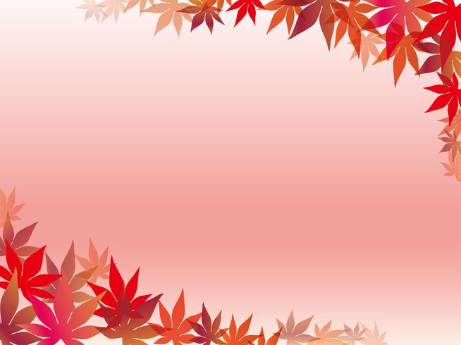 A maple leaf frame on a pink gradation background.  vector