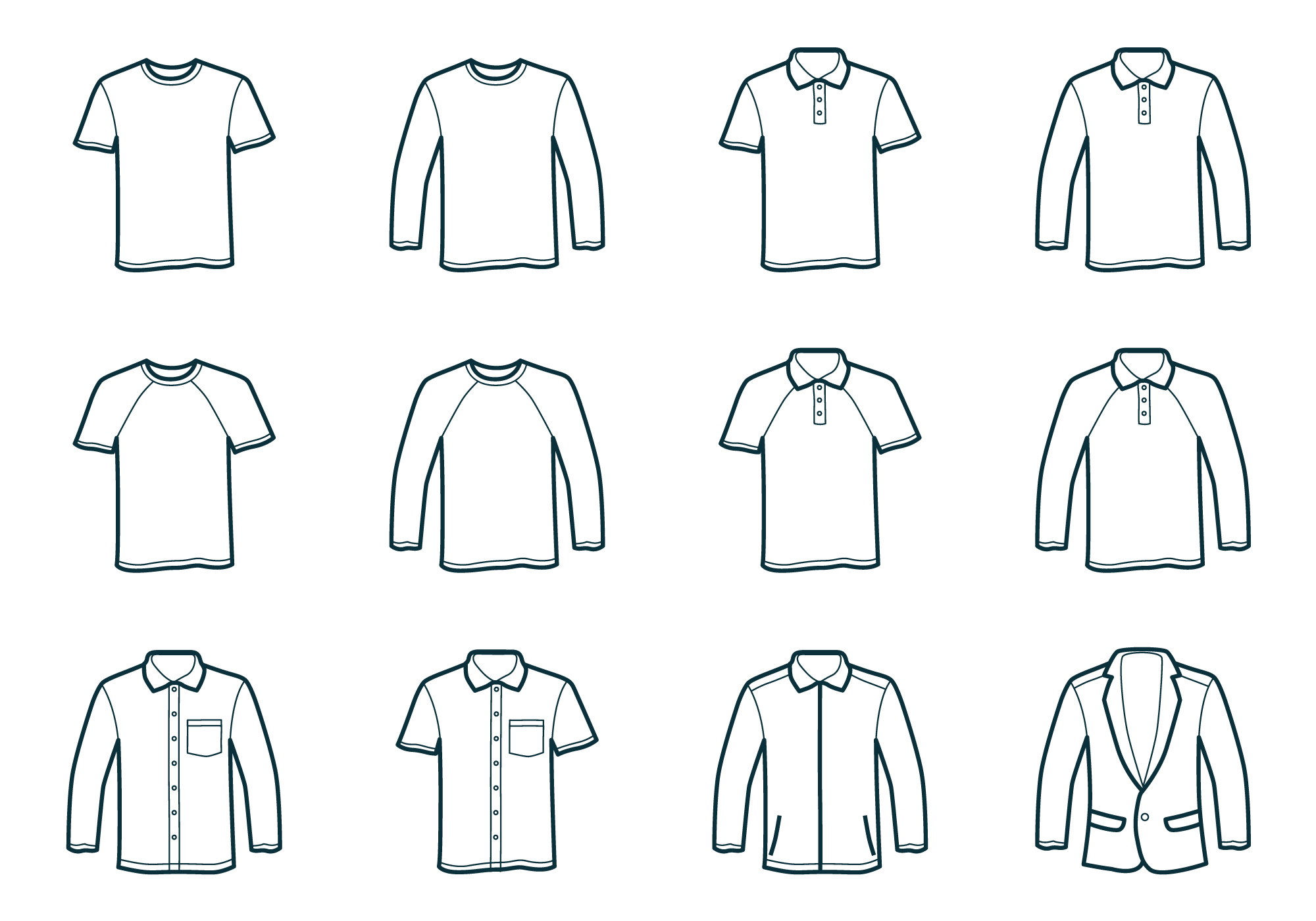 Download Outline T-Shirt Template - Download Free Vectors, Clipart ...