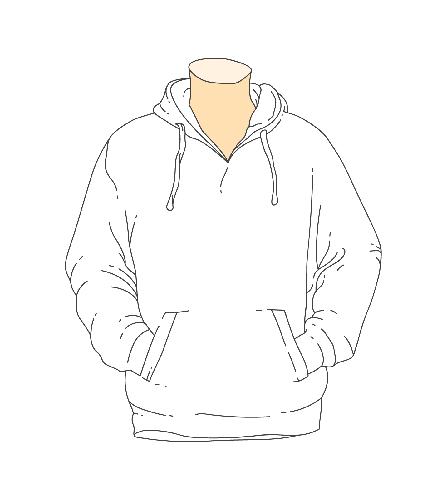 Blank White Outline Hooded Sweatshirt Template Download Free
