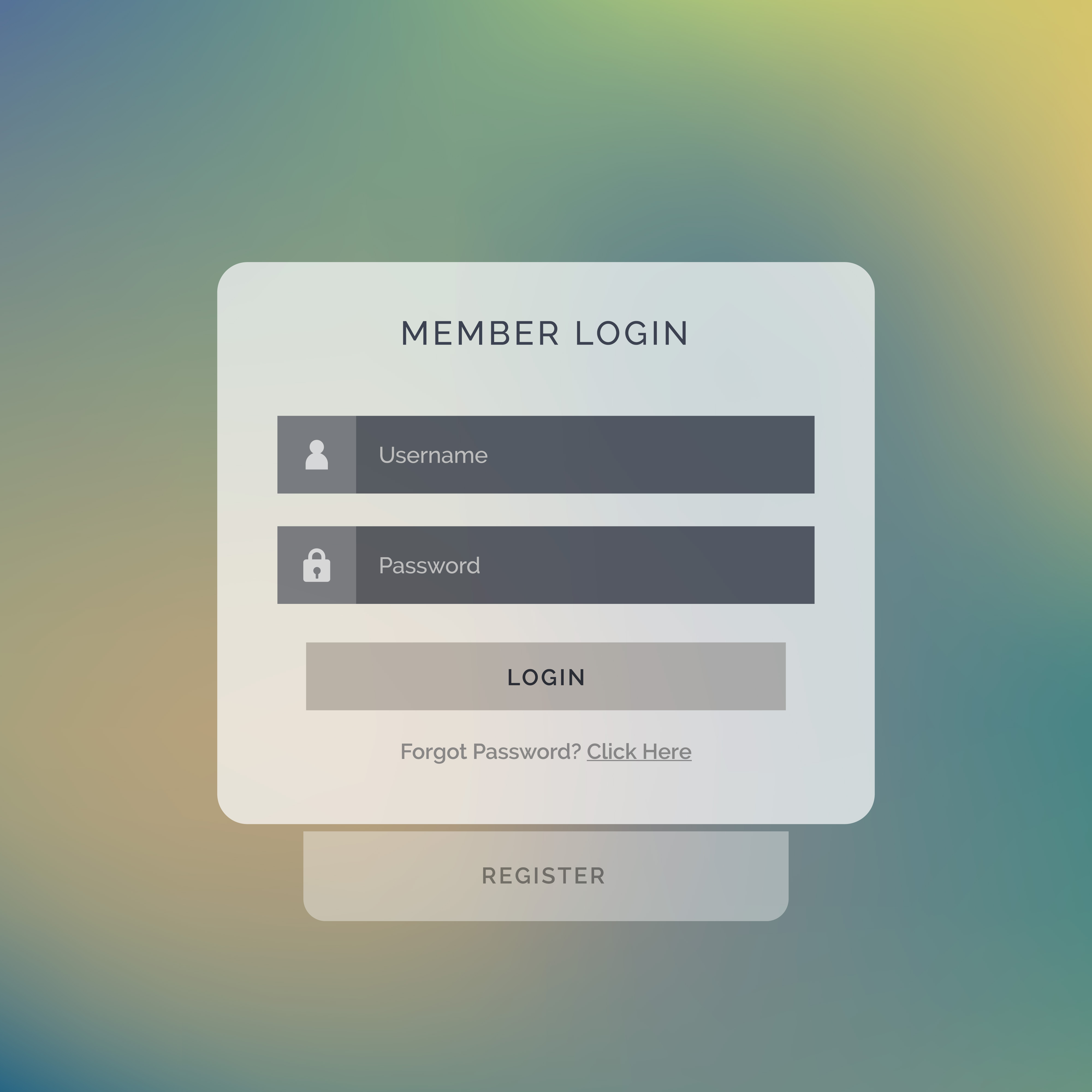 creative member login box interface design on blurred background ...