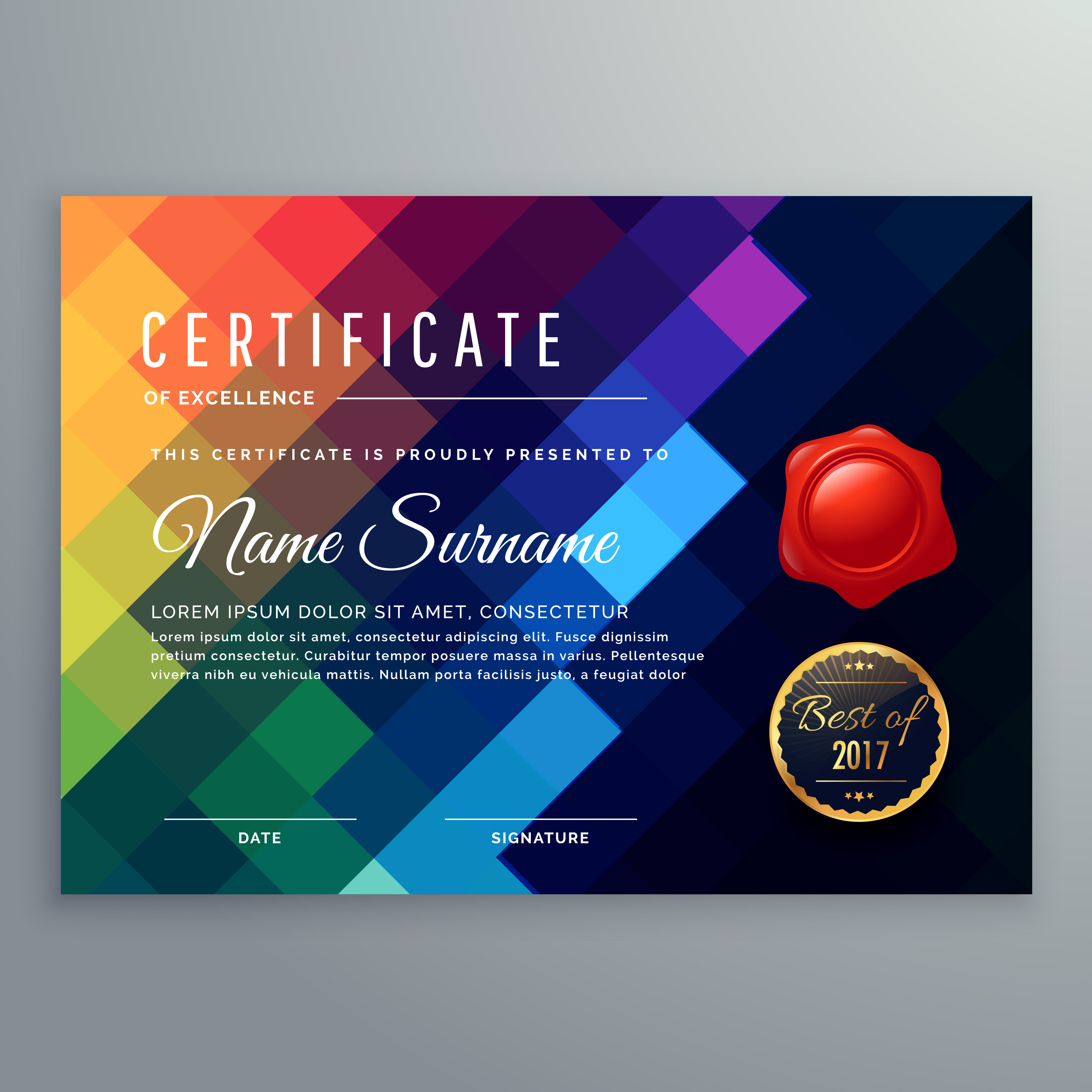 Download dark certificate design with colorful mosaic shapes - Download Free Vector Art, Stock Graphics ...