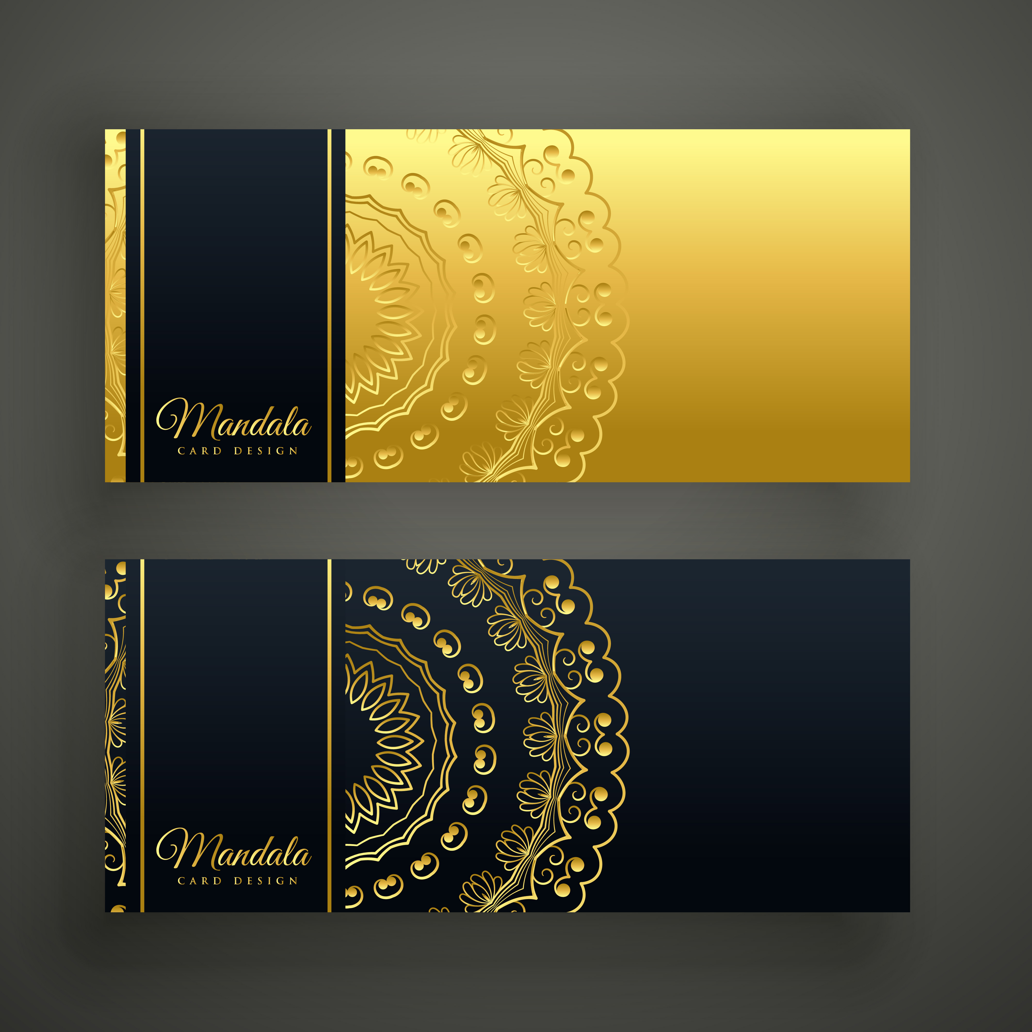 black and gold premium mandala banner card set Download 