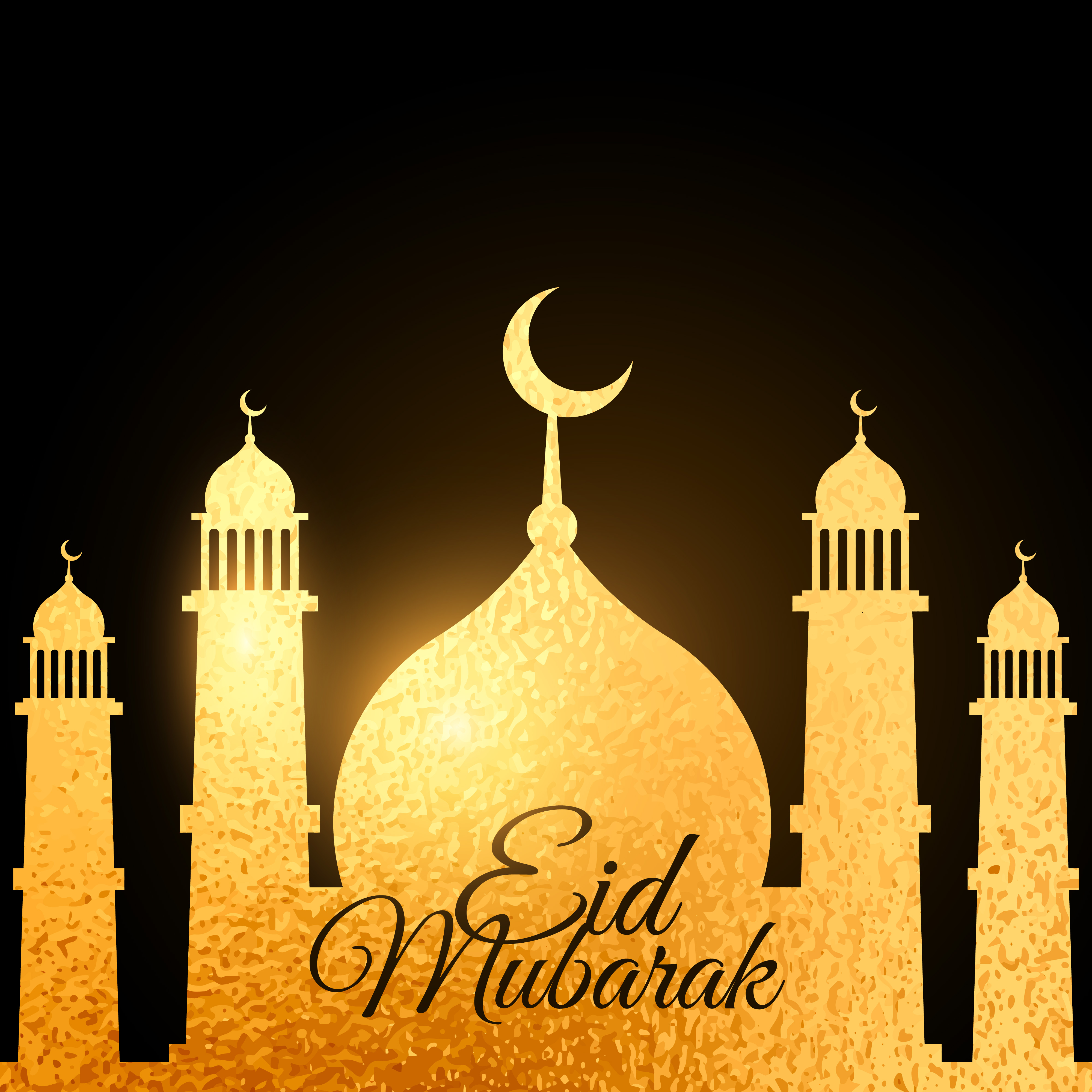 eid festival background with golden mosque Download Free Vector Art