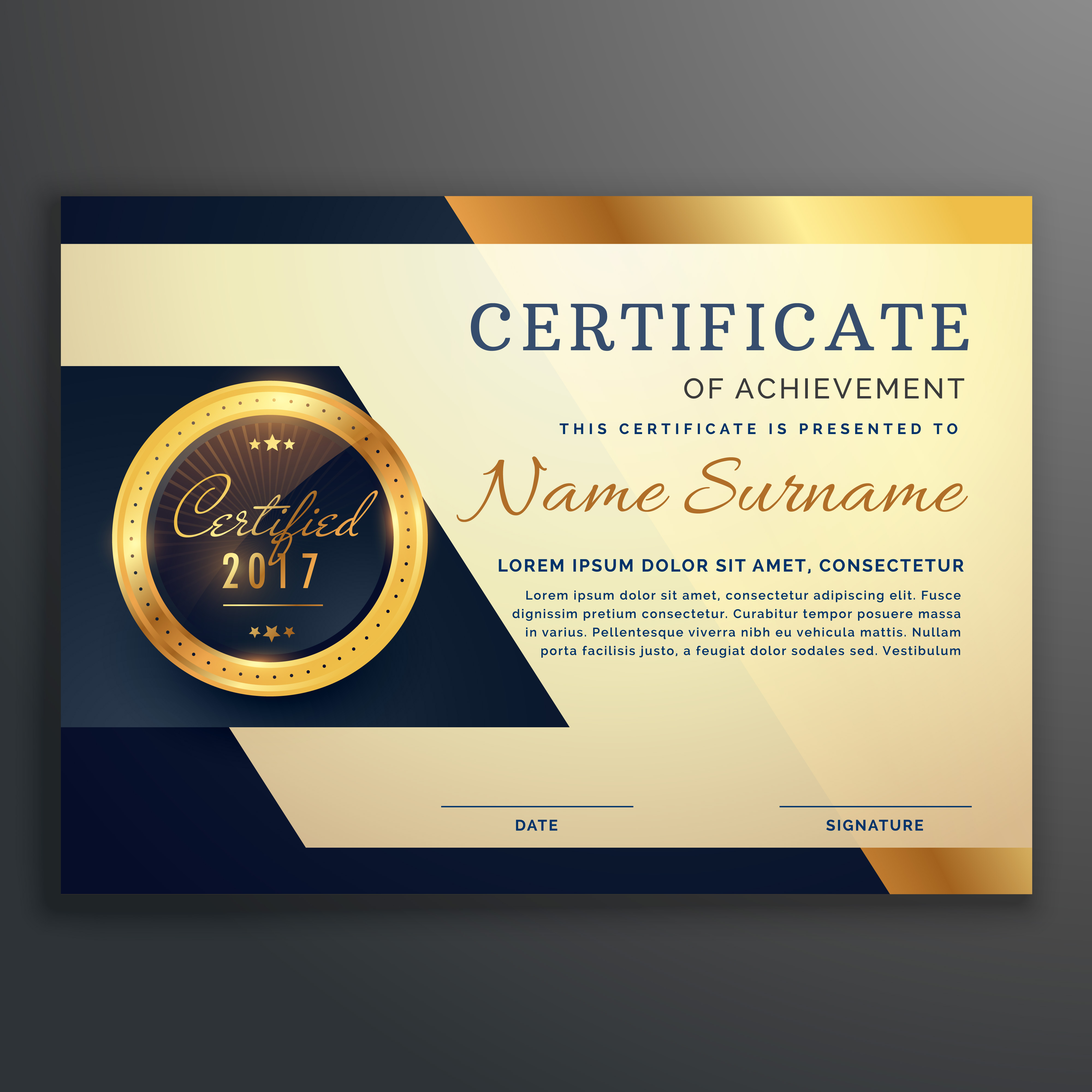 premium luxury certificate of achievement vector design ...