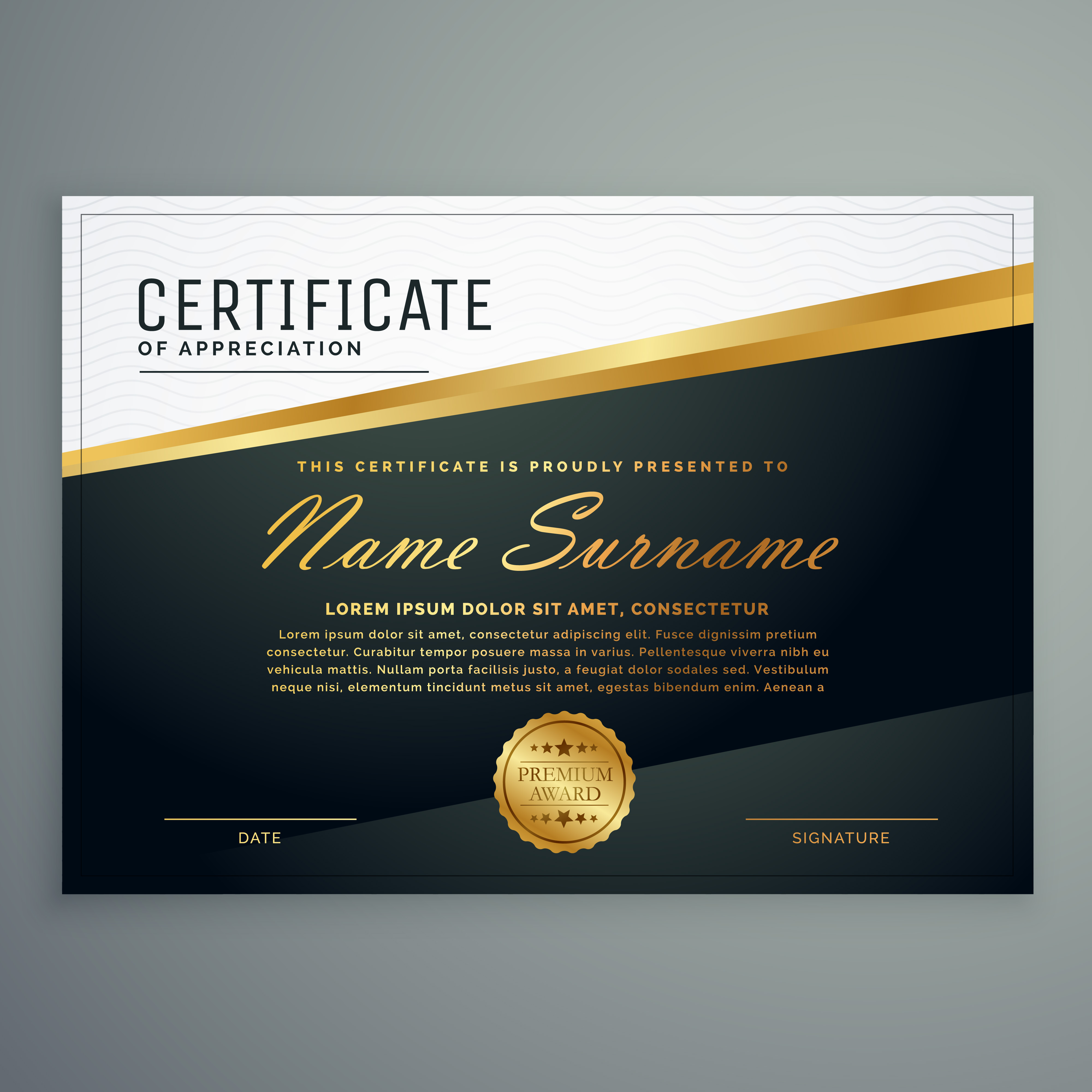premium certificate design with golden stripe - Download ... premium certificate design with golden stripe - Download ...