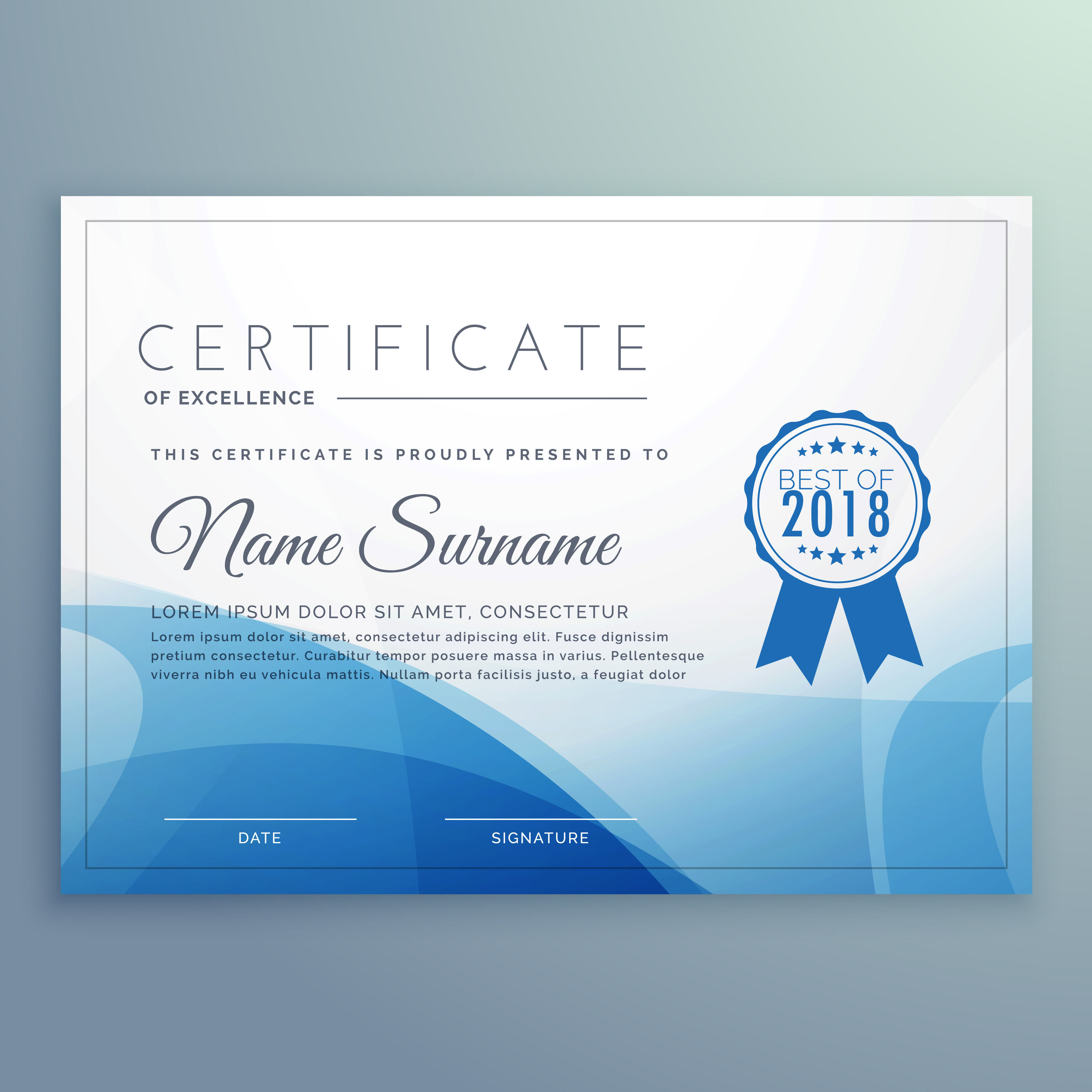 Blue Certificate Template Design Vector Download Free Vector Art