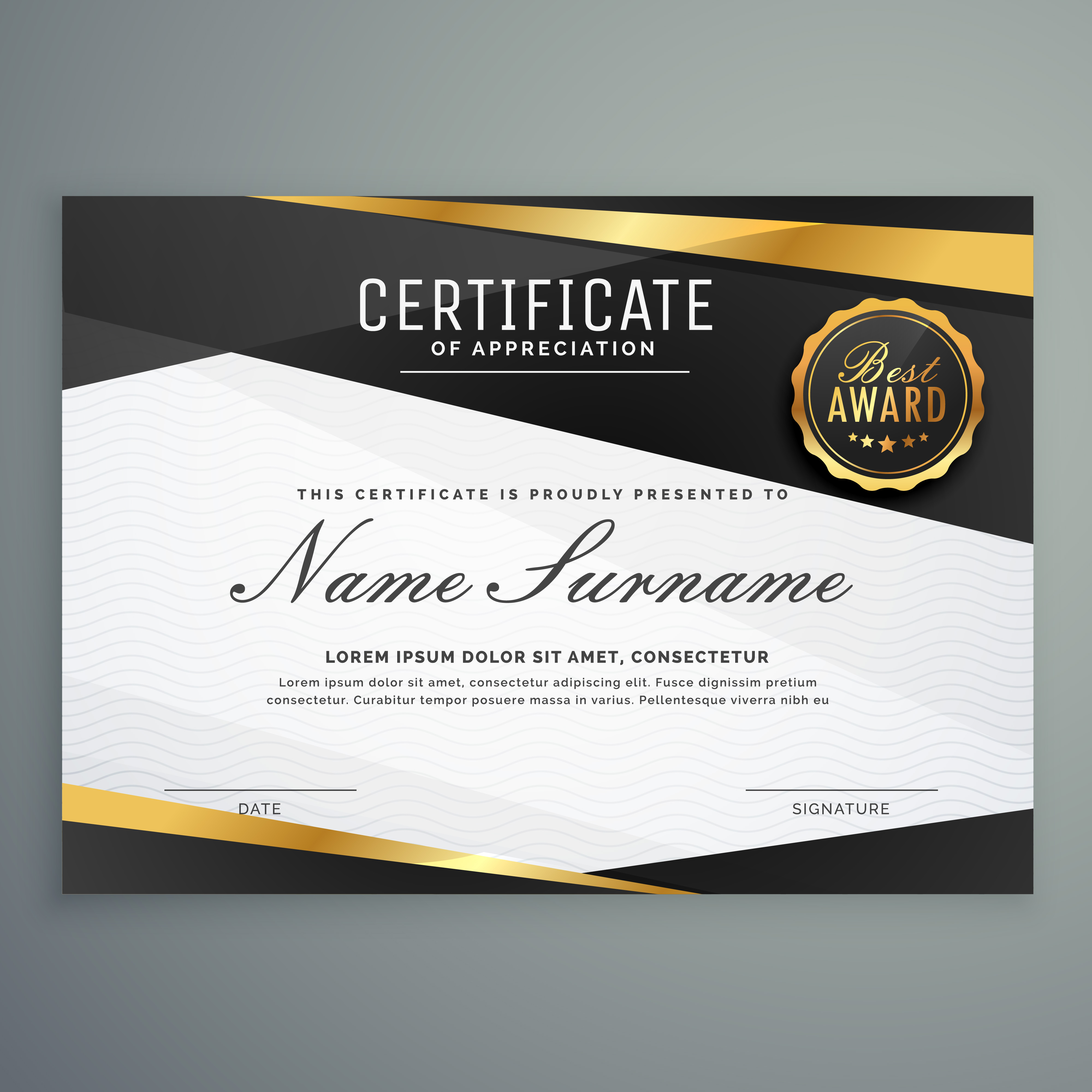 stylish-certificate-of-appreciation-award-template-in-black-and-download-free-vector-art