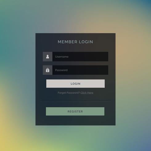 dark theme member login form UI design - Download Free Vector Art ...