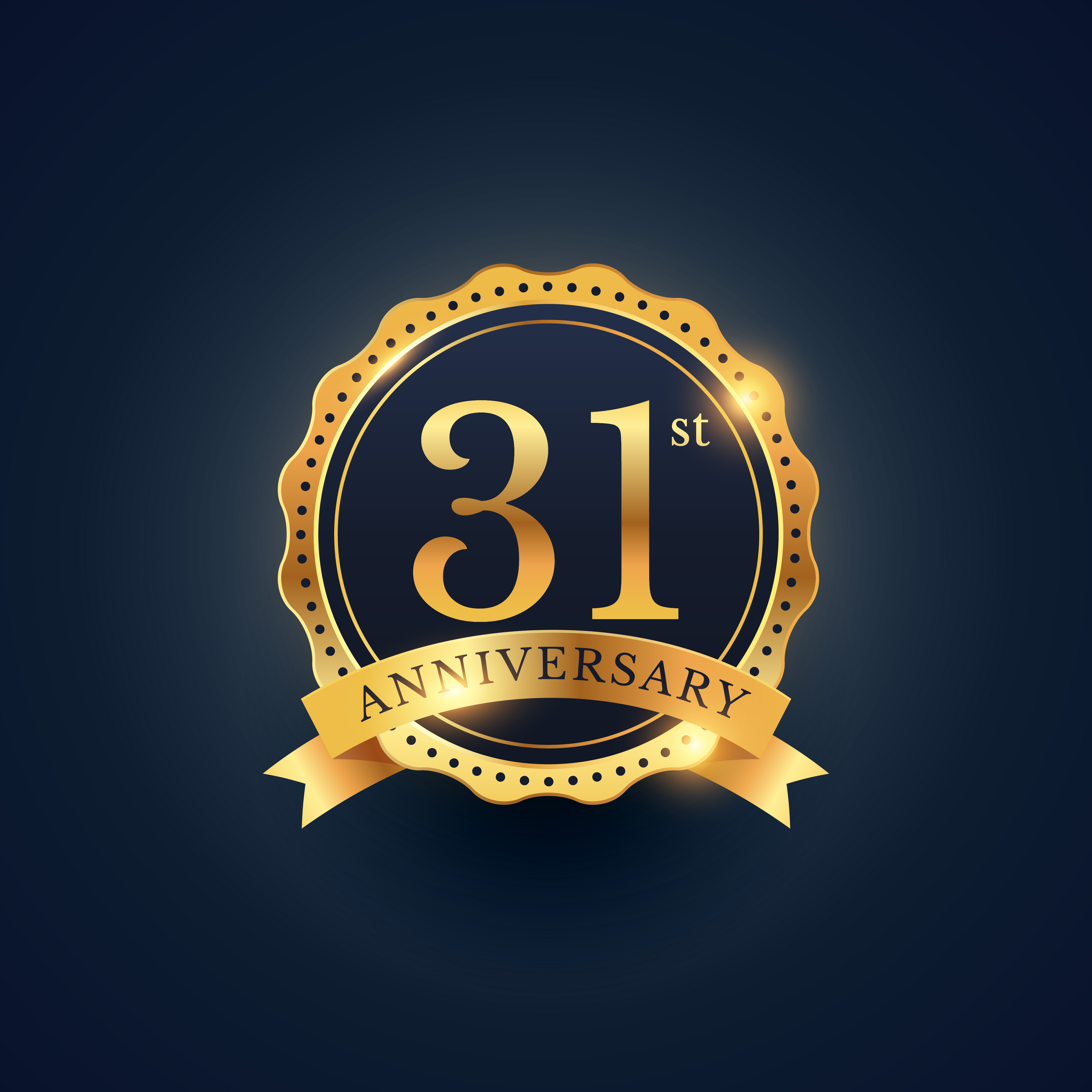 31st anniversary celebration badge label in golden color Download