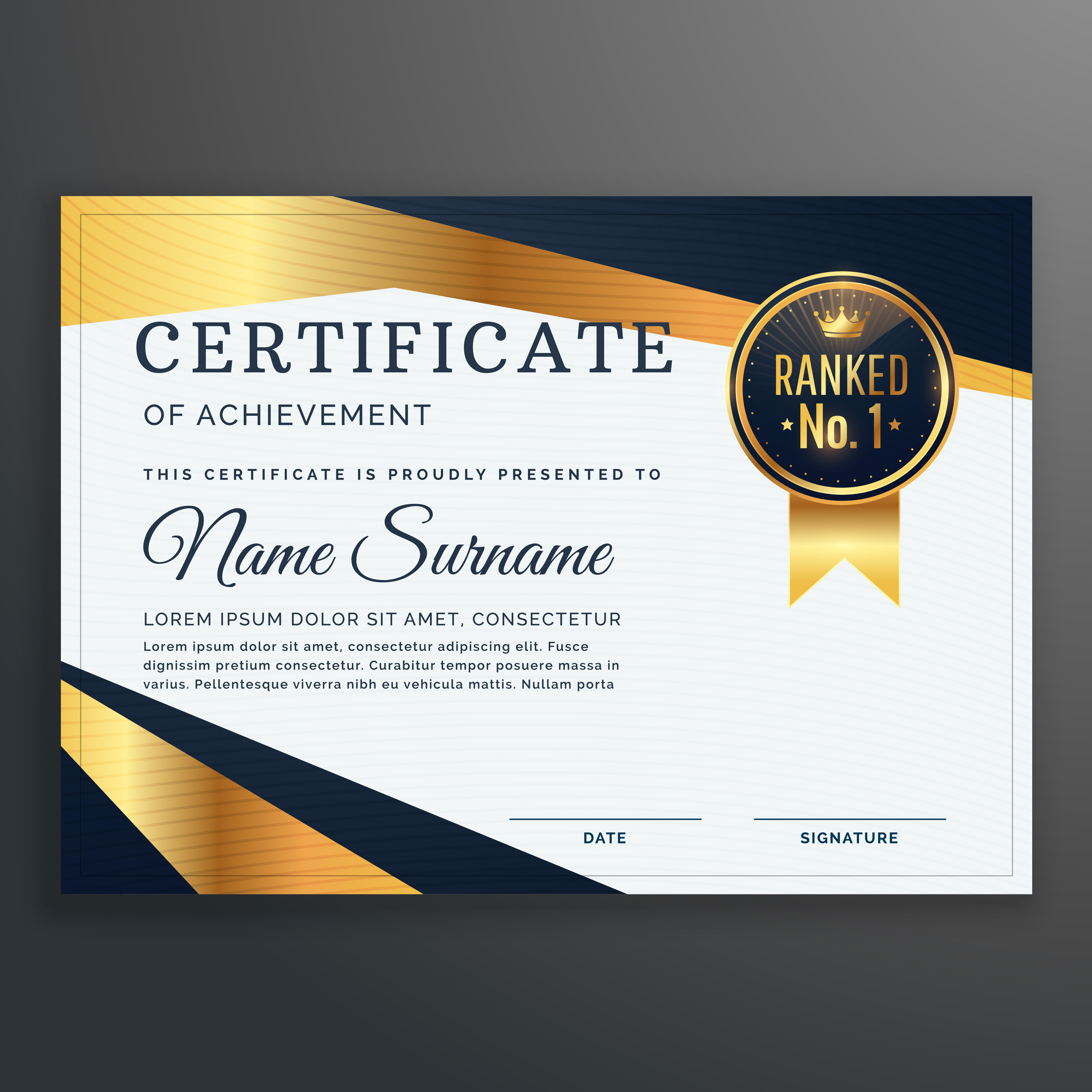 Diamond Award Certificate