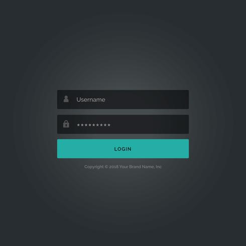 dark login form template design with username and password detai