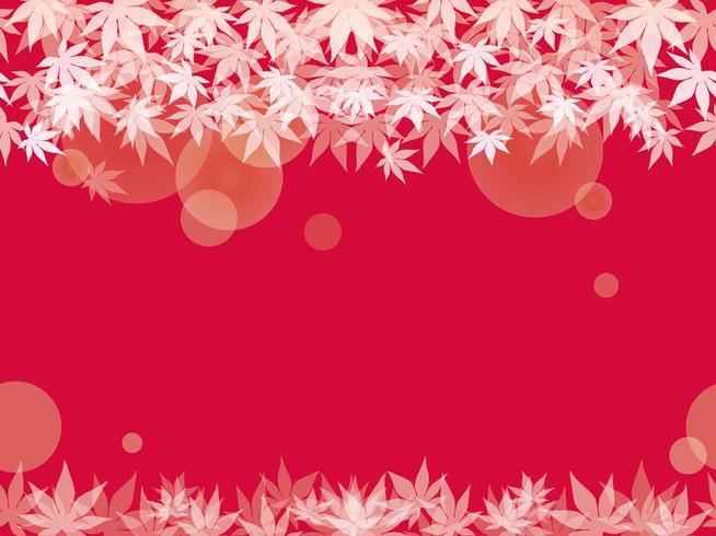 A seamless maple leaf background on a red background. vector