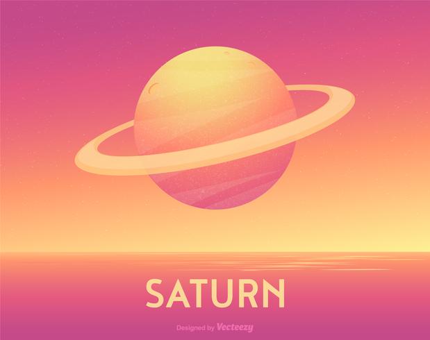 Rings Of Saturn Isolated On Colorful Mystic Background vector