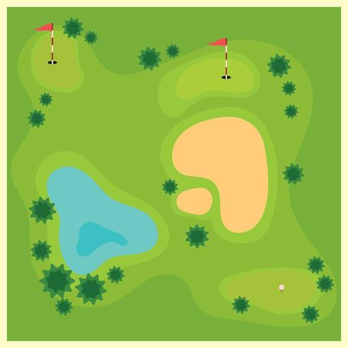 Campo de golf desde la ilustración de la vista superior vector