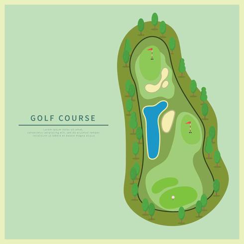 Ilustración del campo de golf desde la vista superior vector