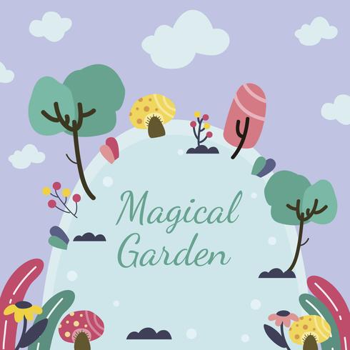 Fondo de jardín mágico infantil vector