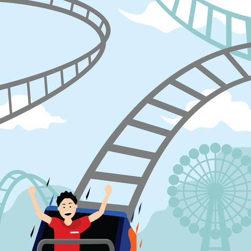 Rollercoaster In Amusement Park vector