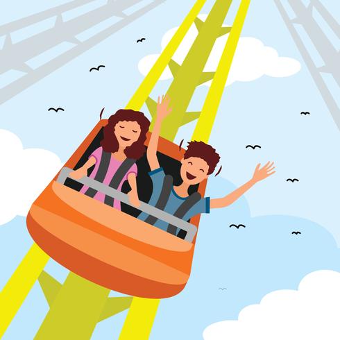 Rollercoaster In Amusement Park vector