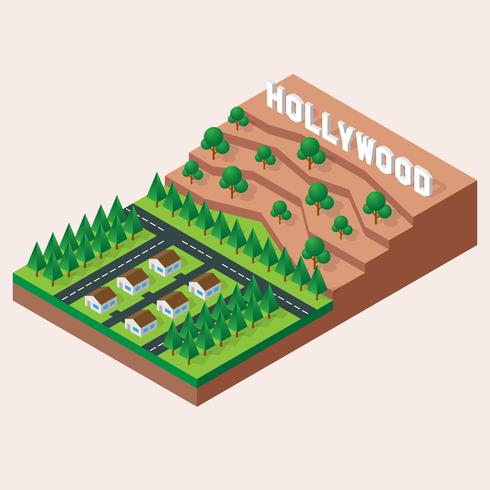Isometric Hollywoodland Sign Illustration vector