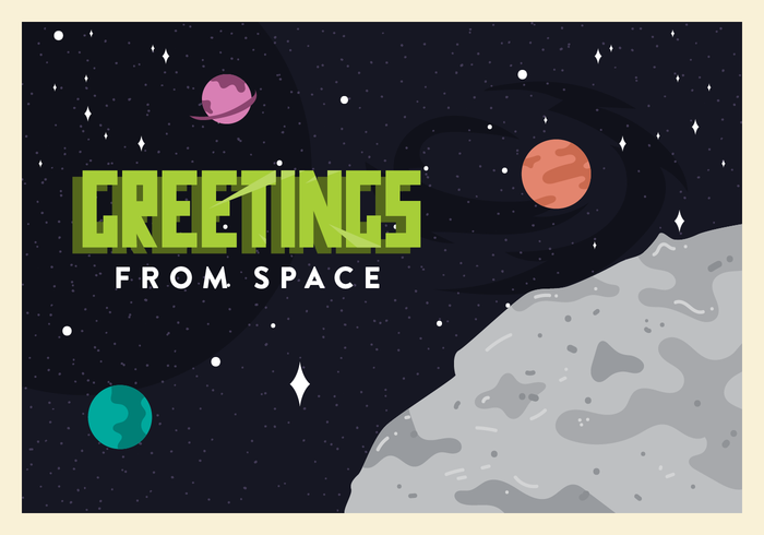 Outer Space Postcard Vector