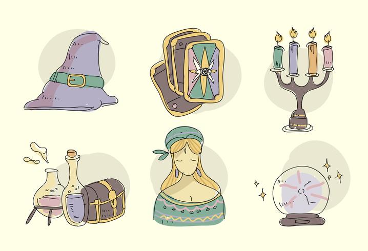 Vintage Fortune Teller Stuff Hand Drawn Vector Illustration
