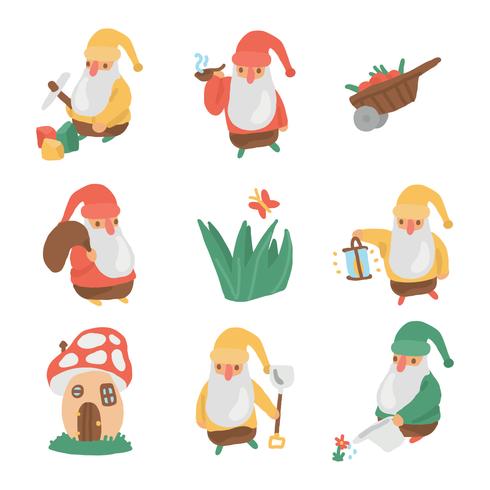 Gnomes From The Magical Garden vector