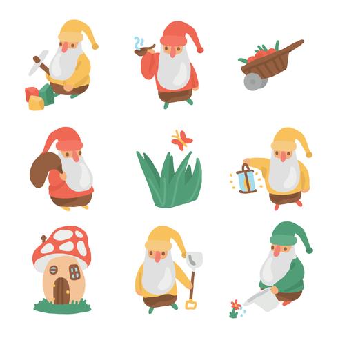 Gnomos del jardín mágico vector