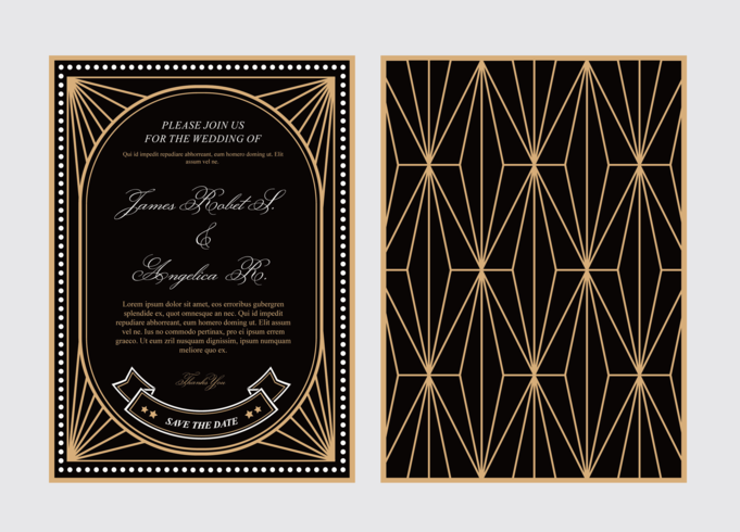 Art Deco Wedding Card vector