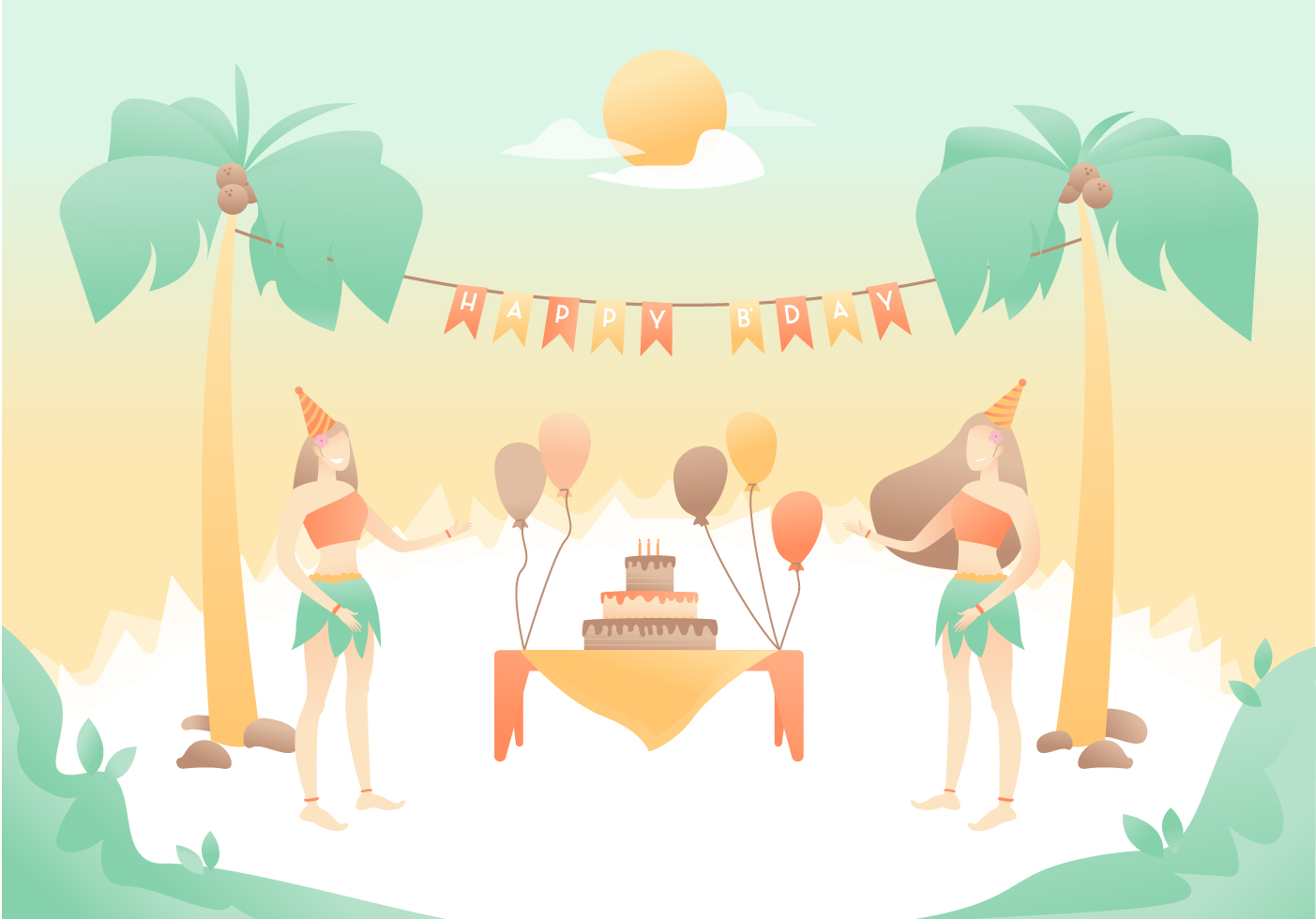 Download Birthday Party in Beach - Download Free Vectors, Clipart ...