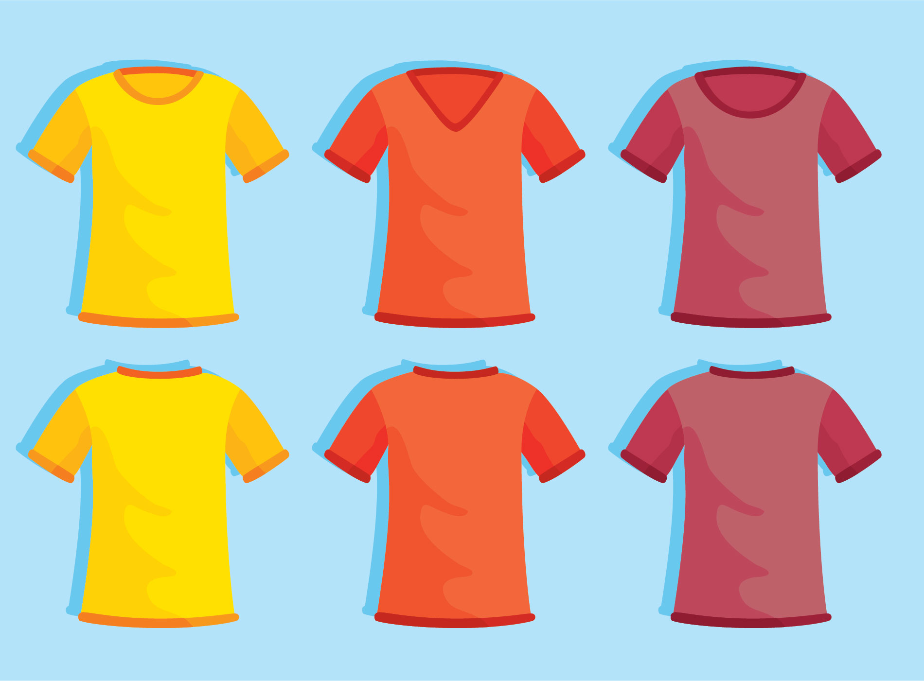 Download Colored Blank T Shirt Template On Blue Vector 187041 Vector Art At Vecteezy