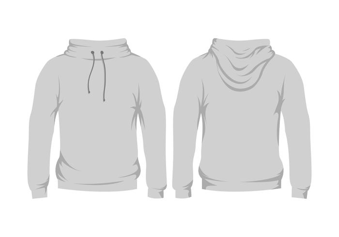 plantilla de sudadera con capucha gris en blanco vector