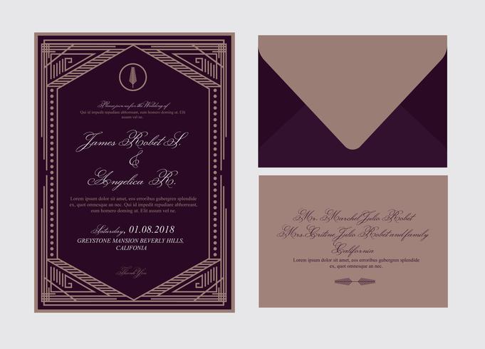 Tarjeta de boda Art Deco vector