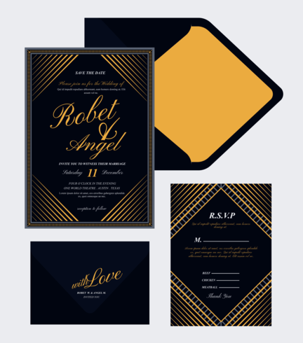 Tarjeta de boda Art Deco vector