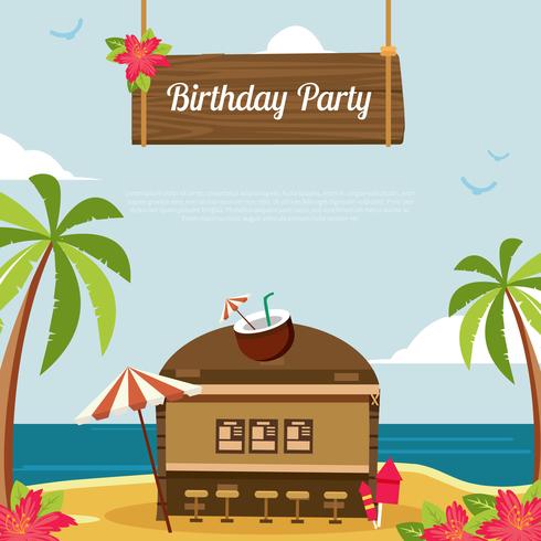 Plantilla de fiesta de cumpleaños tropical vector