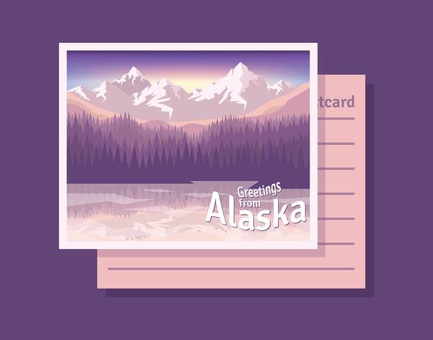 Postal de la ilustración de Alaska vector