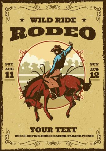 flyer de rodeo retro vector