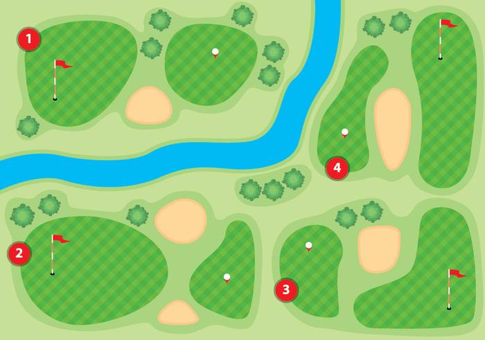 Ilustración del campo de golf de vista aérea vector