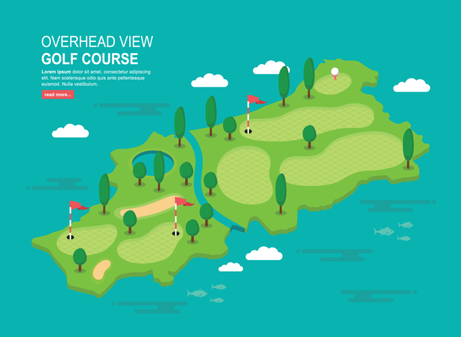 Overhead View Golf Course Illustration