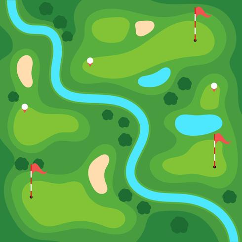 Campo de golf con vista aérea vector